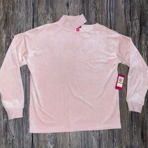 Vince Camuto Dusty Blush Velour Mock Neck Top NWT Size Small